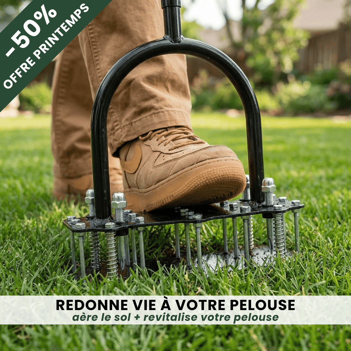 Aérateur de pelouse 2-en-1