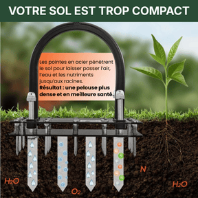 Aérateur de pelouse 2-en-1