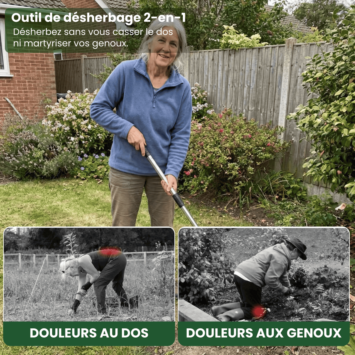 Outil de déracinement 2-en-1